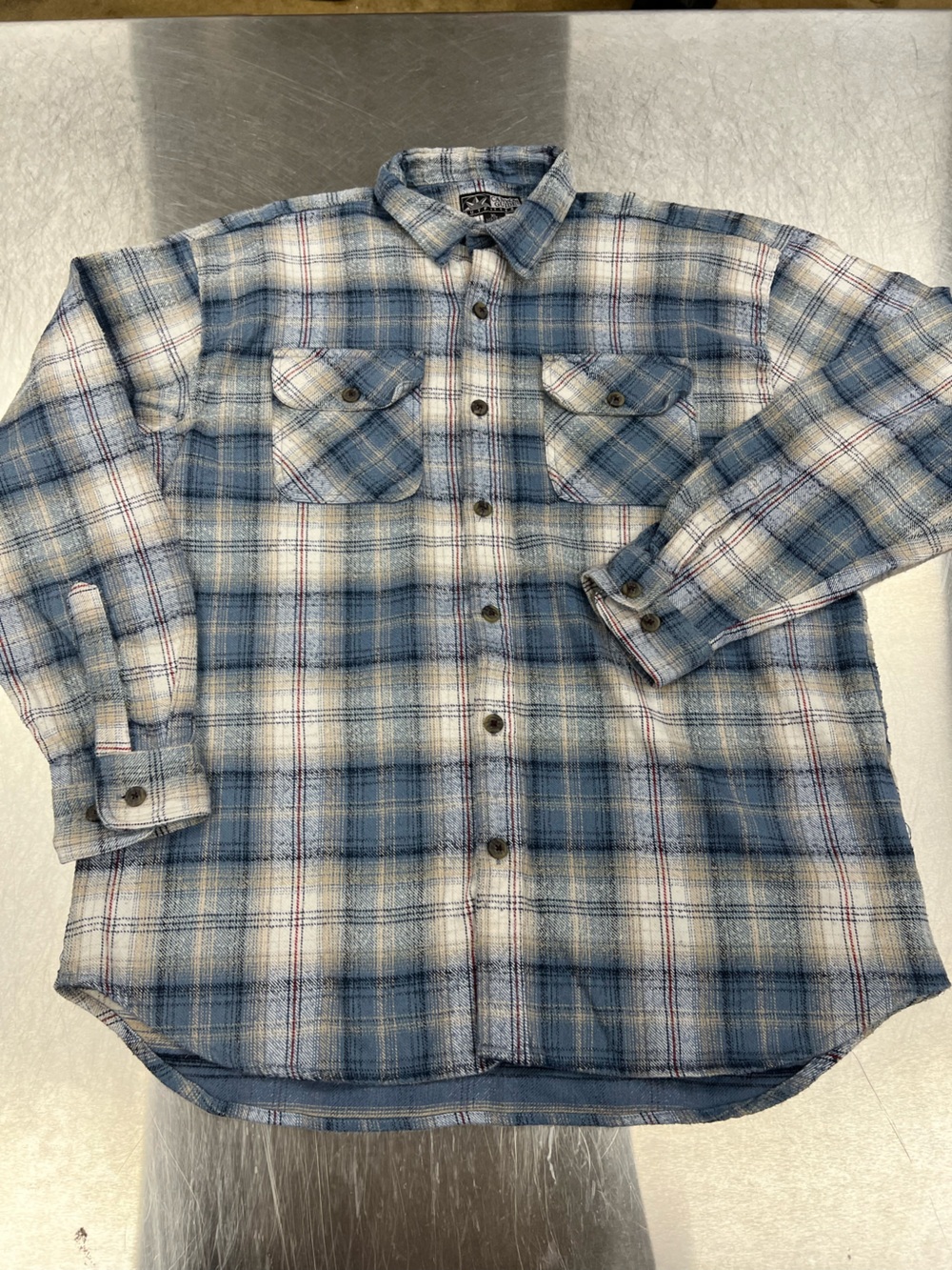 Canyon Guide Outfitters Casual Blue Plaid Button-Down Shirt - Men's XL